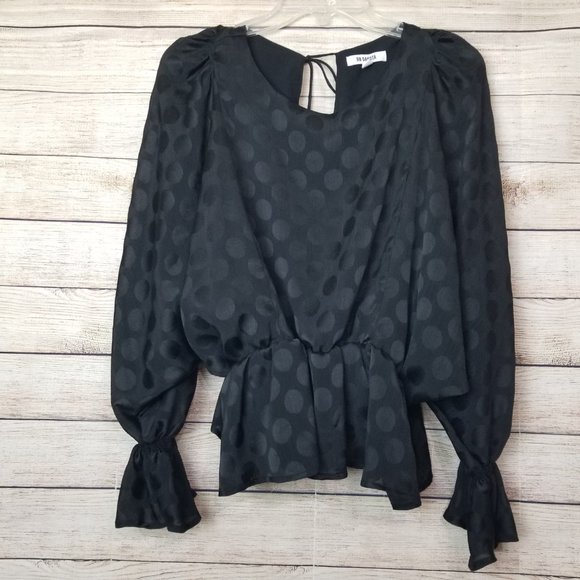 BB DAKOTA Dream Jacquard Dot Chiffon Black Blouse Size Small - Picture 1 of 14